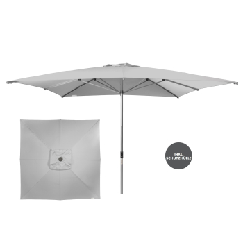 Doppler Marktschirm Alu Expert Teleskop 350x350cm Gastro Hellgrau + Schutzhülle